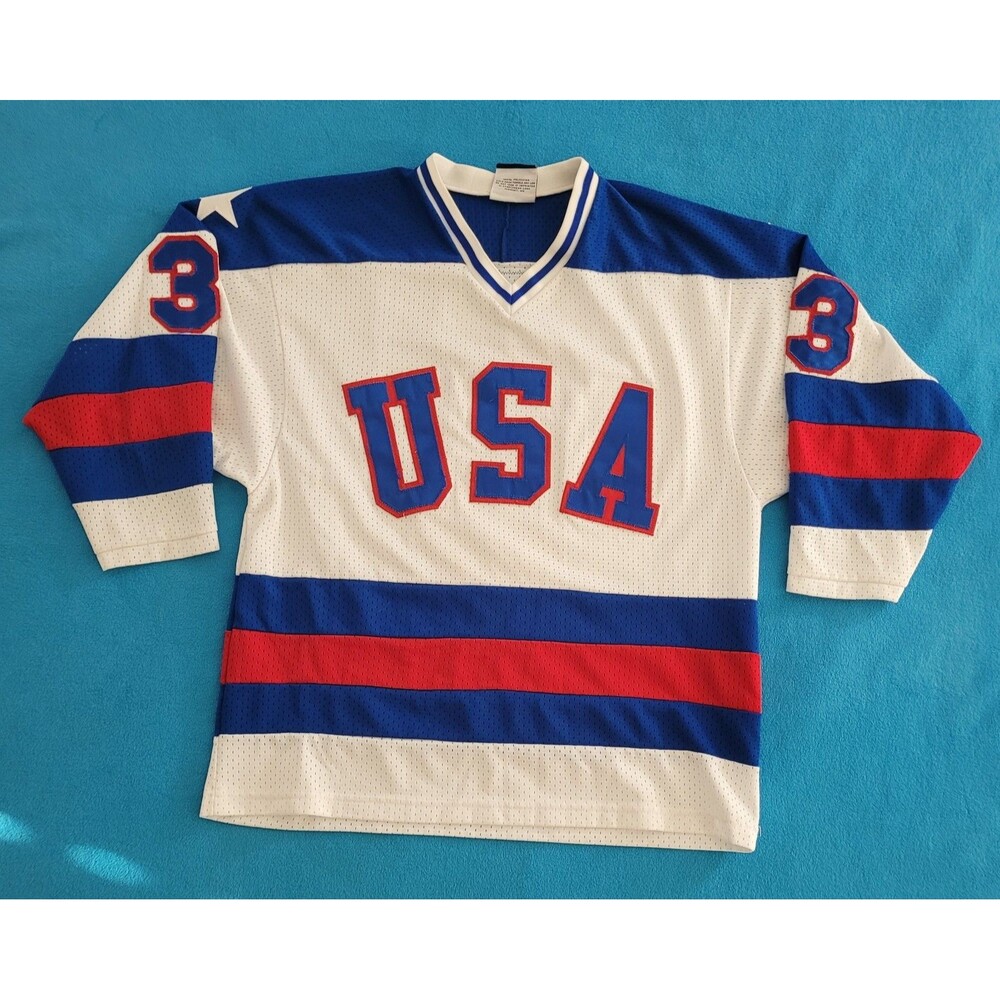 USA Miracle on Ice Hockey Jersey K1 Sportswear 1980 Olympics Ken Morrow #3 Sz S